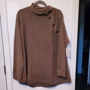 NWT FRENCH LAUNDRY Brown Button-Detail Sweater